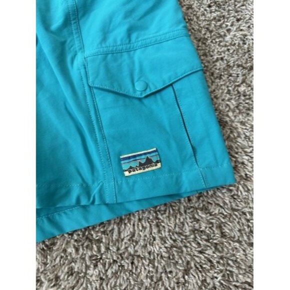 Patagonia Women's Outdoor Everyday 4" Shorts Size XL Belted Teal Active Logo - Picture 5 of 10